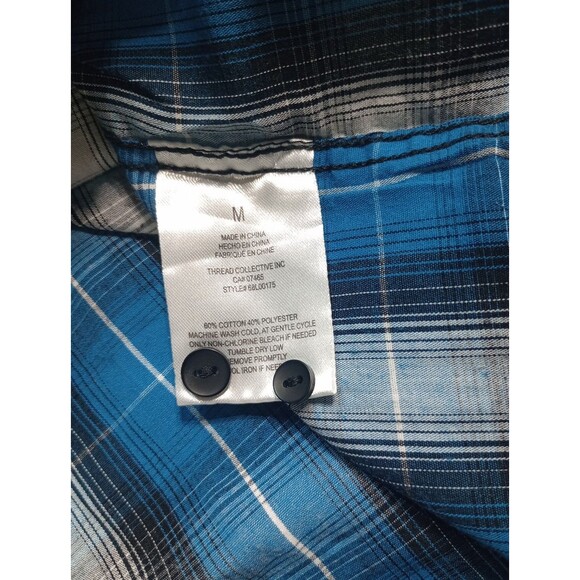 Rustic Blue Brand Men’s Long Sleeve Button Up Shirt size M blue  Plaid - Picture 8 of 12